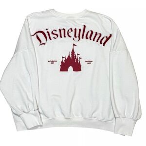 Disneyland Embroidered Cream & Burgundy Crewneck Sweatshirt RARE Women’s Large